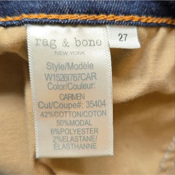 W Rag & Bone Cate Mid Rise Ankle Skinny Dark Blue Jeans Size 27 Selvedge Selvage - Picture 10 of 11
